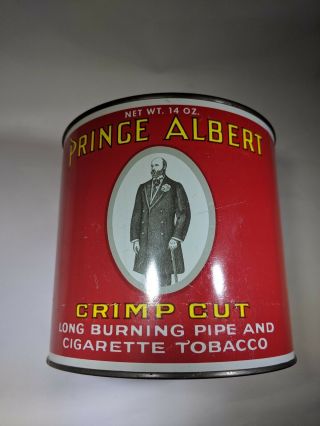 Vintage - Prince Albert Crimp Cut Cigarette Tobacco - Round Tin Can - Stamps