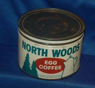 Vintage Key Wind 1 Lb.  Coffee Tin (, North Woods Egg Coffee, ) Neat,  From Chicago