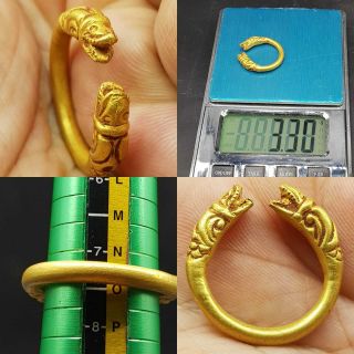 Wonderful old rare 22k gold unique Ring with 2 crocodile heads  2