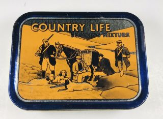 Vintage Tin Country Life Smoking Mixture Tobacco 2 - Oz.  Advertising Hunting Scene