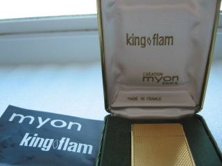 1968 KING FLAM LIGHTER GOLD CREATION MYON PARIS FRANCE BOX KINGFLAM INSTRUCTION 2