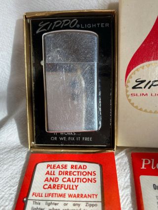 Vintage Zippo Slim Lighter 1610 High Polish 1960’s 2