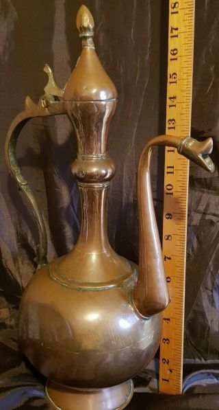 Large Vintage Brass Indian Eastern Dallah Coffee Pot