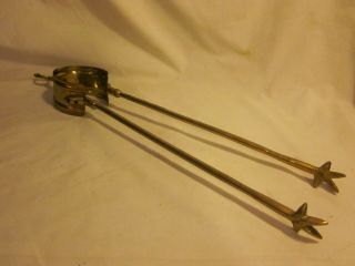 vintage brass claw foot tongs feet fireplace fire place tong small log grabber 2