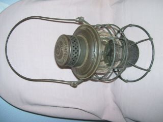 Antique Railroad Lantern With Embossed Globe L S.  & M S.  Ry.  Dated May 28th 1895