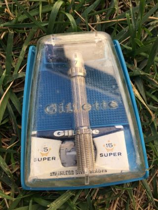 Vintage Gillette Safety Adjustable Razor In Case