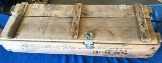 Vintage Military Wooden Ammo Crate Box Ammunition For Cannon Howitzer Explosives
