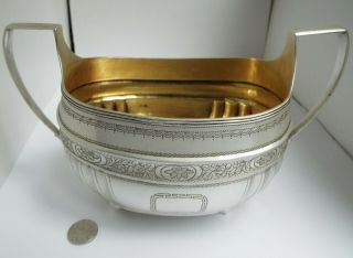 Fine Large Heavy English Antique Georgian 1807 Sterling Silver & Gilt Sugar Bowl