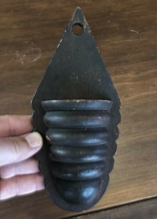 Antique Carved Wood Wall Mounted Match Holder