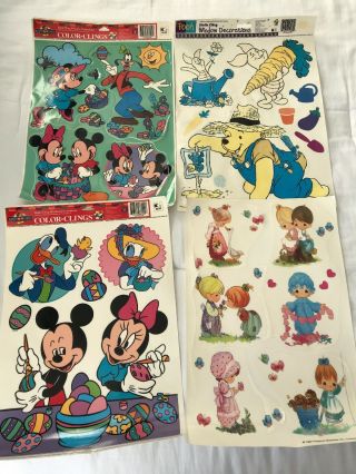 Disney Winnie Th Pooh Precious Moments Vintage Easter Window Clings Sheet