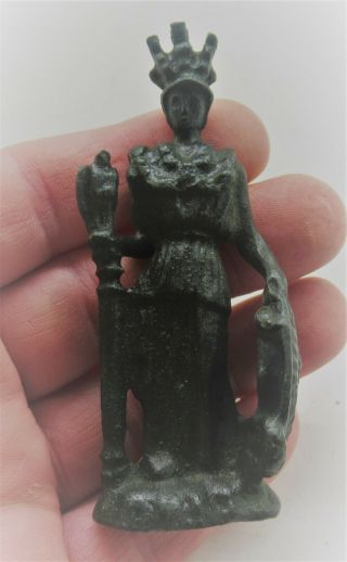 Scarce Ancient Roman Bronze Statuette Of Minerva War God Circa 200 - 300ad