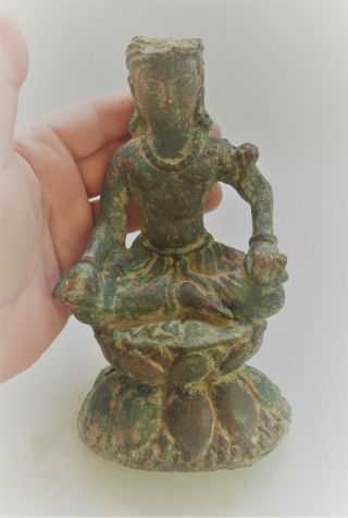 Museum Quality Ancient Gandharan Bronze Seated Buddha Figurine 200 - 300ad