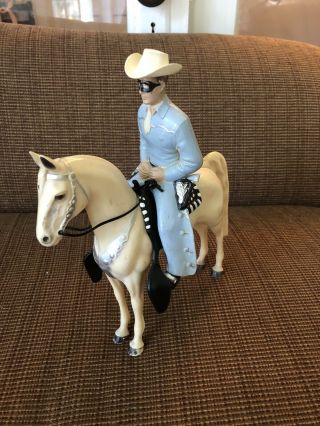 Vtg Hartland Lone Ranger On Silver With Accessories 50s
