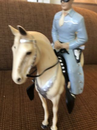 Vtg Hartland Lone Ranger On Silver With Accessories 50s 3