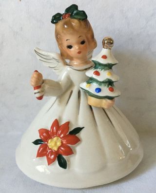 Vintage Josef Originals Christmas Angel Figurine With Tree