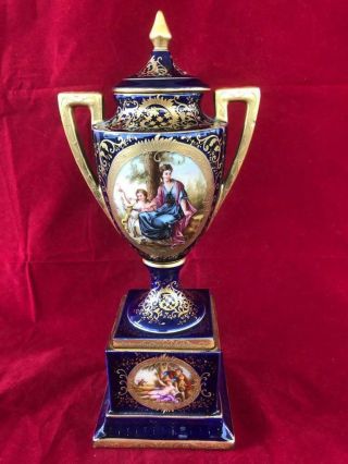 Fine Antique Royal Vienna Bohemian Hand Painted Porcelain Vase.  After Kaufmann