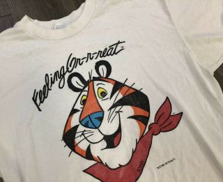 VTG 80’s 90’s Tony The Tiger Kelloggs Feeling Great 50/50 Single Stitch T Shirt 3