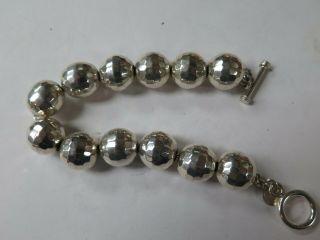 Mexico 925 Silver Vintage Ball Bead Chain Bracelet Heavy 7 1/2 " Estate