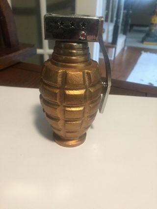 Vintage Brass Hand Grenade Table Lighter Combat Pgl
