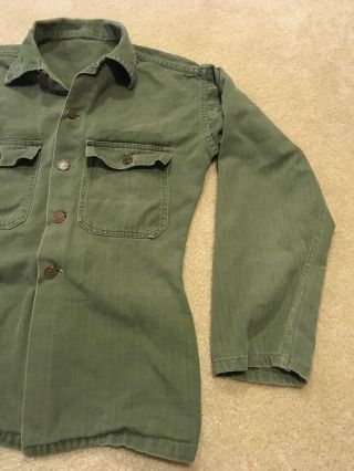 Vintage 1940 ' s WW2 US Army 13 Star Button HBT Herringbone Twill Shirt Jacket 3