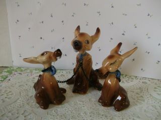 Vtg.  Ceramic? Coyotes,  Critters Miniature With Babies On Chains Japan Figurine