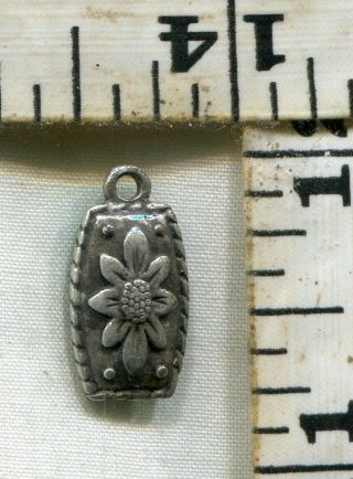 Vintage Sterling Bracelet Charm 108233 A Old Double Sided Flower $12.  00