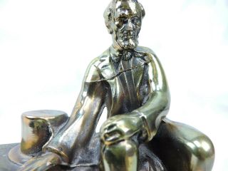 Vintage Cast Bronze President Abraham Lincoln Sitting on Bench Figurine Statue 2