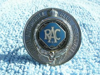 Vintage 1938 Royal Automobile Club Car Grille Badge - Pre - War/ww2 Issue Rac Emblem