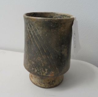 Mayan Footed Bowl,  H: 6.  5 ",  Simple Stripe Pattern