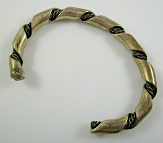 Twisted Rope Style Cuff Bracelet Vintage Sterling Silver Unique 30g