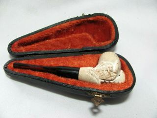 Vintage Small Meerchaum Smoke Pipe Claw With Talons In Orig.  Case Turkey Paykoc