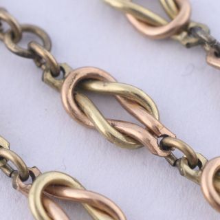 Vtg Antique Victorian Rose Yellow Gold Filled Gf Link Watch Chain Necklace