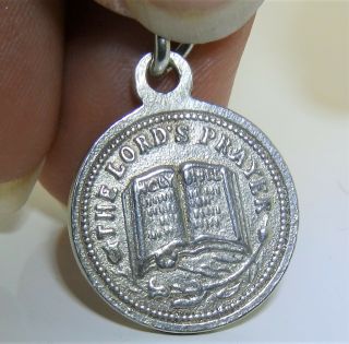 Vintage 925 Sterling The Lords Prayer Charm Pendant 3.  9g