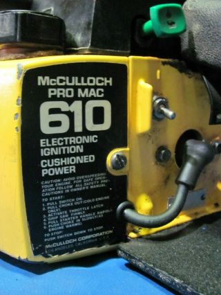 Vintage McCulloch Pro Mac 610 Chainsaw Powerhead Only Starts 3