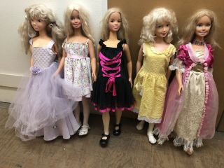 5 Vintage 1992 Mattel My Size Life Size Barbie Dolls,  Outfits.