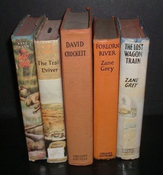 Lqqk 5 Vintage Hb.  Zane Grey & Life Of David Crockett