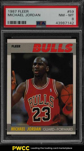 1987 Fleer Basketball Michael Jordan 59 Psa 8 Nm - Mt (pwcc)