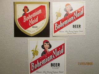 Vintage Canadian Beer Labels - Bohemian Maid Brewing & O 