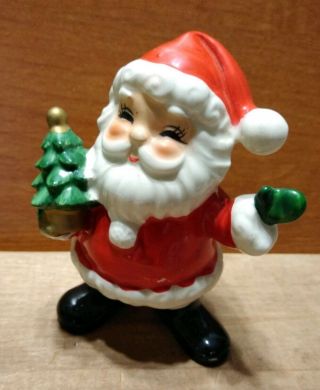 Vintage Josef Originals Santa Claus Holding Tree Christmas Figurine Japan