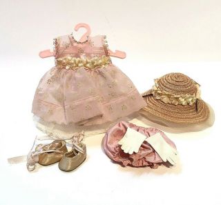 Pink “bon - Bon” Outfit For Vintage Voige Ginny Doll Slip Hat Panties Shoes