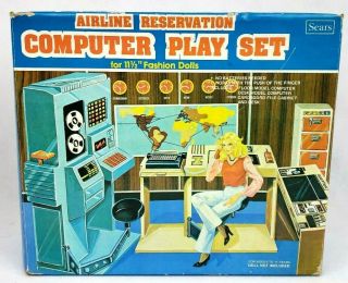 Sears Airline Reservation Computer Play Set Barbie Size W/ Box Rare Vintage 70 