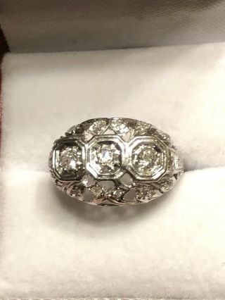Antique Art Deco Platinum And Diamond Ring 3