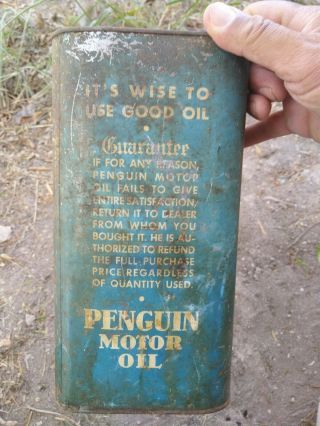 Vintage Penguin 2 Gal Motor Oil Can 2