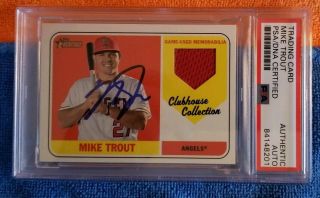 Angels Mike Trout 2018 Signed Topps Heritage Psa Encapsolated Game Card