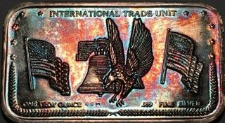 Art Bar Vintage International Trade Unit 1 Troy Oz 999 Silver Liberty Eagle Flag