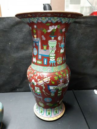 Vintage Antique Japanese Cloisonne Vase Large 15 "