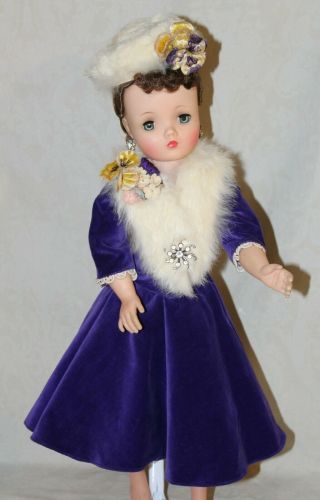 Lovely Purple Velvet Dress,  Stole & Hat for 20” Doll Cissy,  Dollikin,  Revlon 2