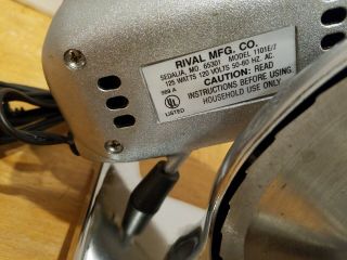 Vintage Rival Chrome Electric Meat Cheese Food Slicer Model 1101E/7 3