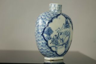A Chinese blue & white snuff bottle with figures and Ox Kangxi mark 19th/20thc 2