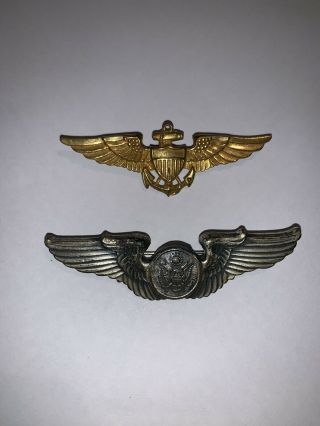 Vintage Ww2 Wwii Us Navy & Air Force Pilots Wings Military Pin
